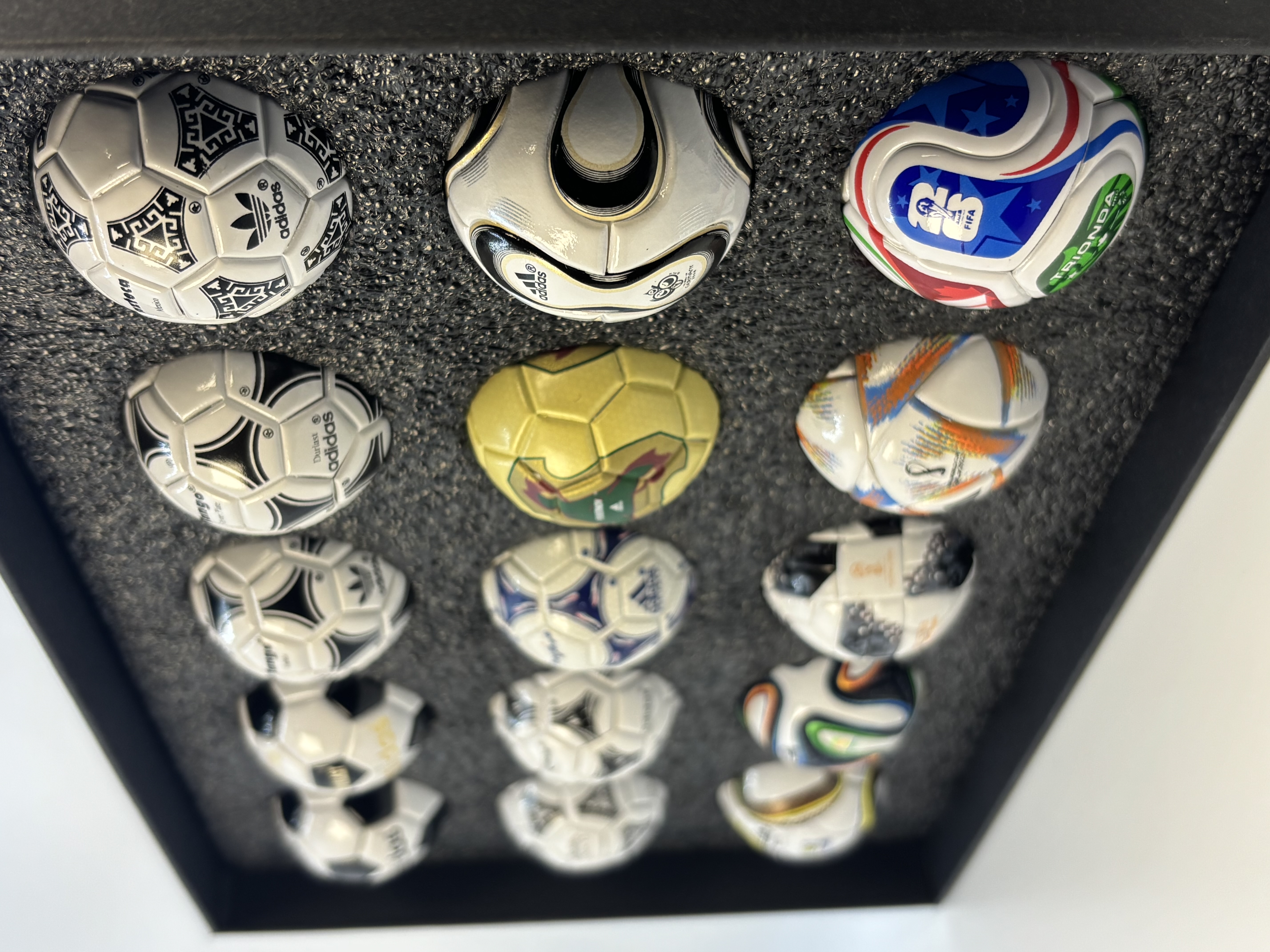 All 15 World Cup balls laid out